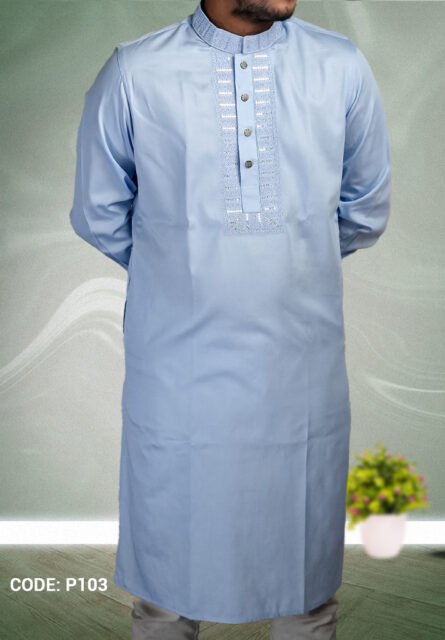 Elevate Your Eid Look with Premium Panjabi Light Sky - P103 - Image 1