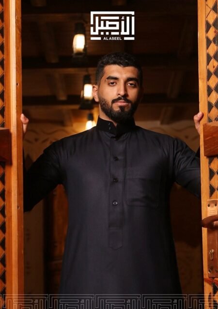 Al Aseel Black Jubbah – Premium Saudi Thobe for Elegant Modesty ASL 102 - Image 5