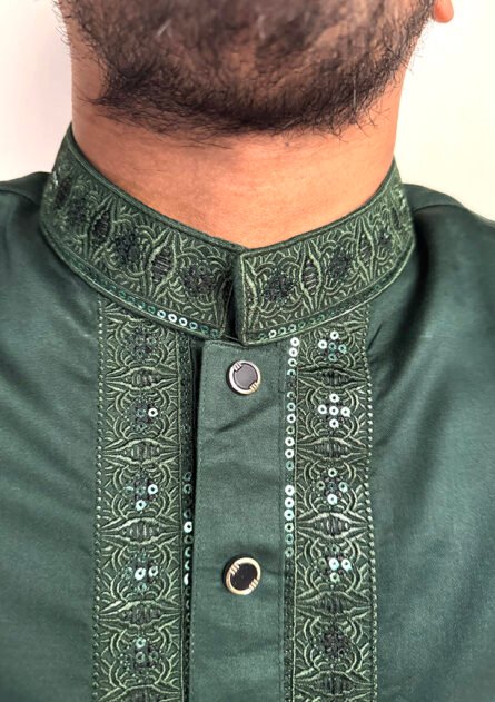 Elevate Your Eid Look with Premium Panjabi Bottle Green - P102 - Image 3